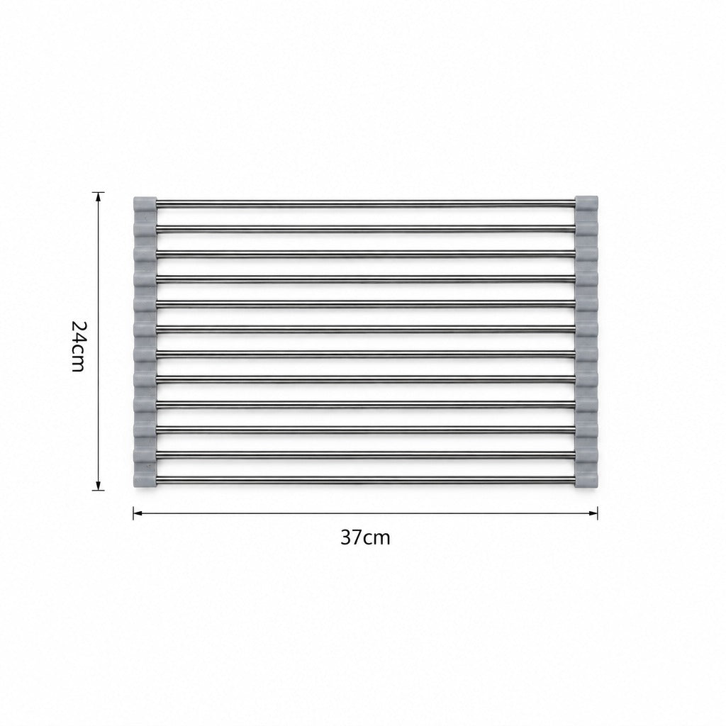 A metal towel rail shown on a white background with dimension labels indicating 24cm height and 37cm width.