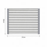 A simple technical dimension drawing of a rectangular slatted product, likely a towel rack or similar metal rack, shown on a white background with labeled measurements 30 cm tall and 37 cm wide.