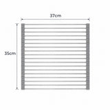 A simple line drawing of a rectangular towel rack with horizontal bars and side supports, labeled with dimensions 37 cm wide and 35 cm tall on a plain white background.