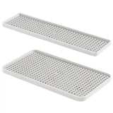 Two white rectangular plastic trays with a perforated grid pattern, shown on a plain white background.