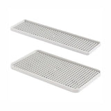 Two rectangular white plastic trays with perforated holes, shown on a plain white background.
