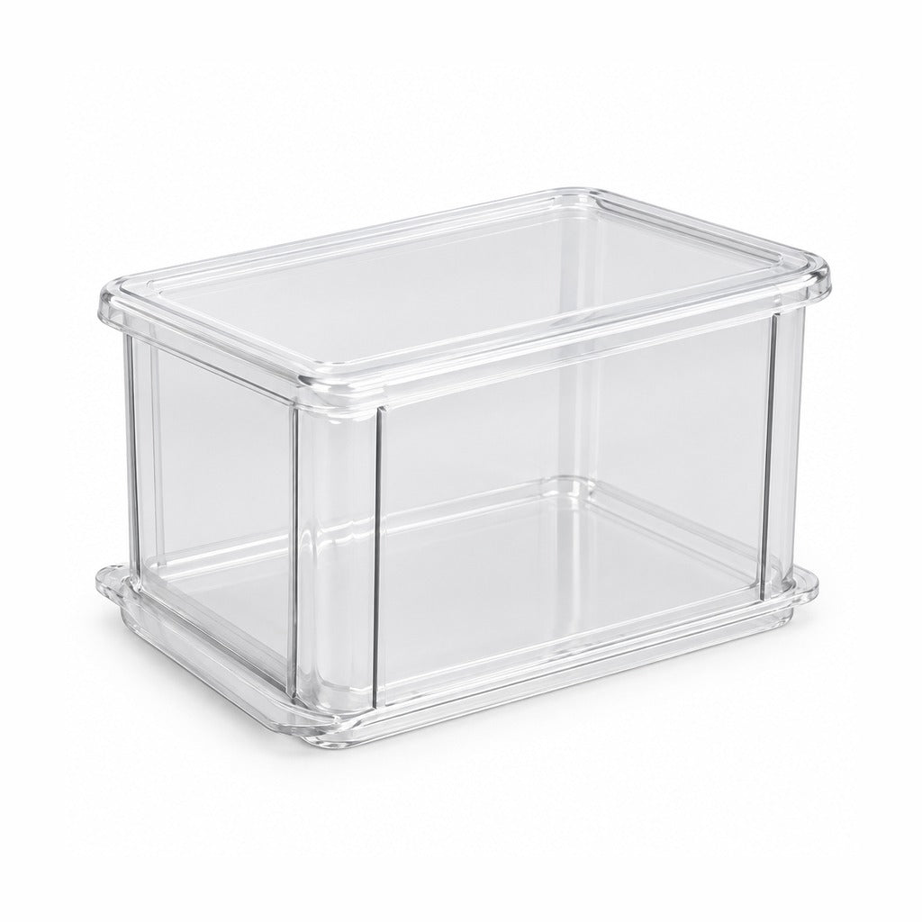 A clear acrylic or plastic storage box with a lid, shown on a plain white background.