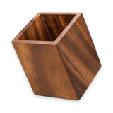 A geometric hexagonal wooden box with a rich dark brown wood grain finish, photographed on a clean white background.