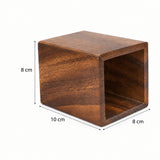 A square wooden shelf or box with an open center, shown on a white background with dimension lines indicating 10 cm width and 8 cm height and depth.