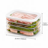 A stack of clear plastic food storage containers with a white lid, shown on a white background with dimension lines indicating 22.4 cm in width and 11 cm in height.