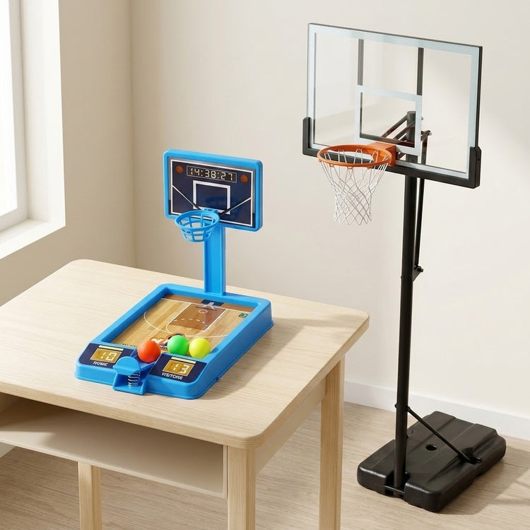 Basketball Shooting Game with Mini Basketball Hoop, Plastic Indoor Toy, 18 × 12 cm, 1 Piece in Random Color