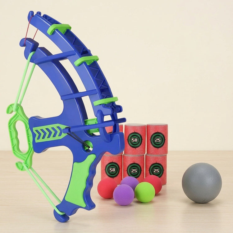 Foam Ball Shooter, Bow Blaster Toy with Soft EVA Foam Balls and Target Cans for Indoor and Outdoor Play