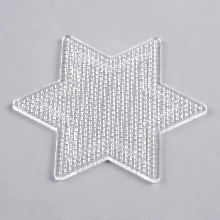 Clear six-pointed star plastic pegboard with rows of small pegs and an inner star outline on a light grey background.