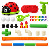 Ladybug Activity Toy Set 4-in-1 contents are arranged on white, including the base, rings and connectors.