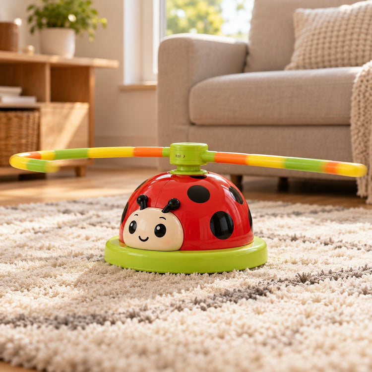Ladybug Activity Toy Set adds an indoor movement game to a bright, quiet living room play area.