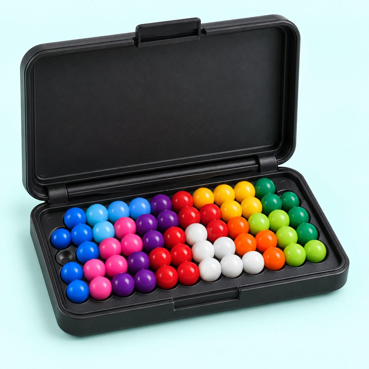 One Pyramid Bead Puzzle Game with colorful beads, centered on a pale aqua studio backdrop.