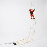 Ladder-shaped Christmas string lights with a red Santa ornament, clear cable, and USB connector stand against a white background.
