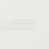 Ten clear plastic fillable ornaments cluster in two rows of five at the center of a white background.