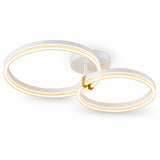 Modern two-ring LED ceiling light fixture in white with a small gold accent, shown against a plain white background.