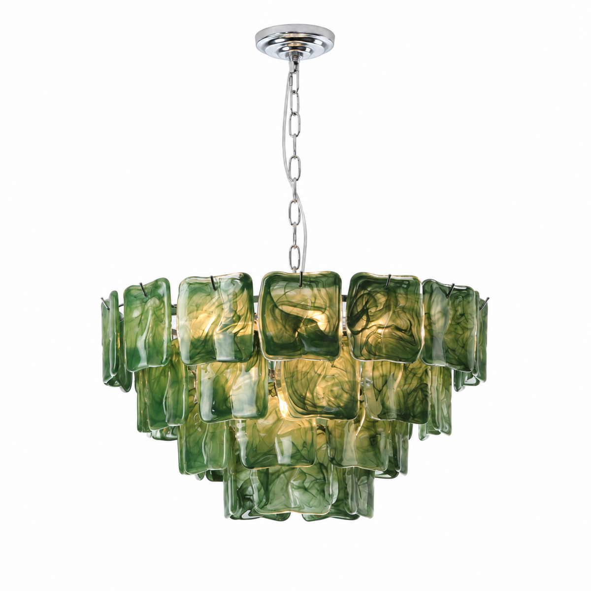 Aureate Cascade Murano Style Handmade Textured Glass Chandelier