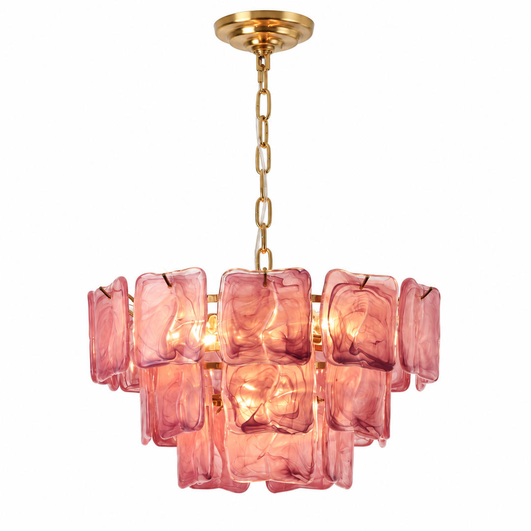 Aureate Cascade Murano Style Handmade Textured Glass Chandelier
