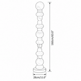 Floor lamp dimension drawing shows stacked rounded stone forms, a 160 cm height, and a 28 cm base width.