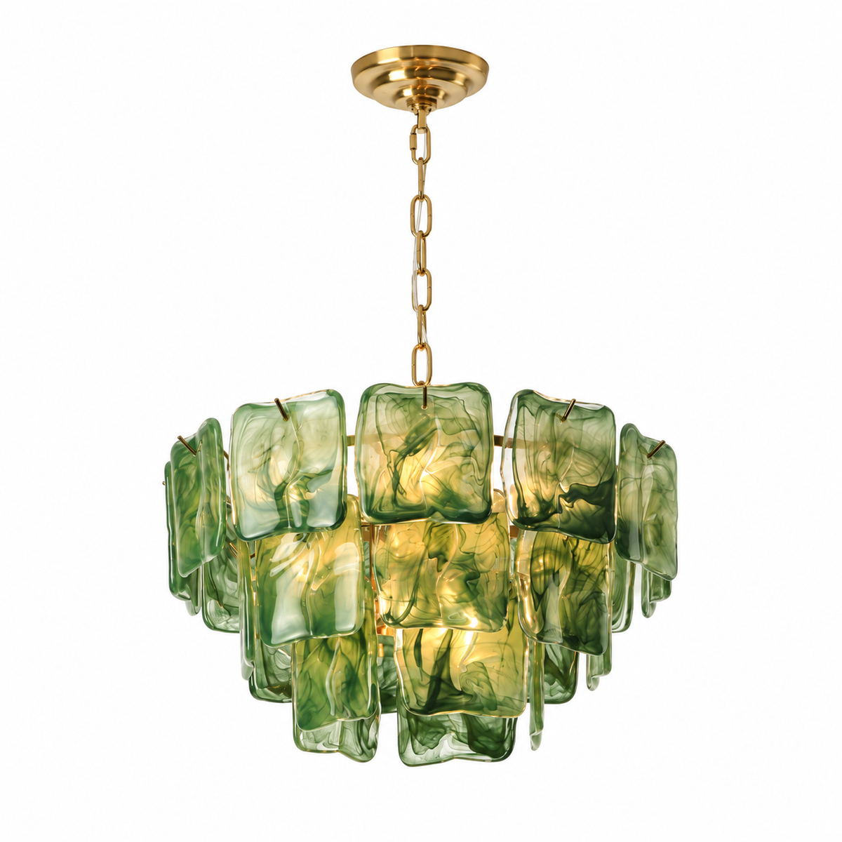 Aureate Cascade Murano Style Handmade Textured Glass Chandelier