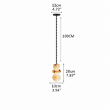Natural marble chandelier with black chain on white, labeled 100 cm suspension, 20 cm shade height, and 10 cm width.