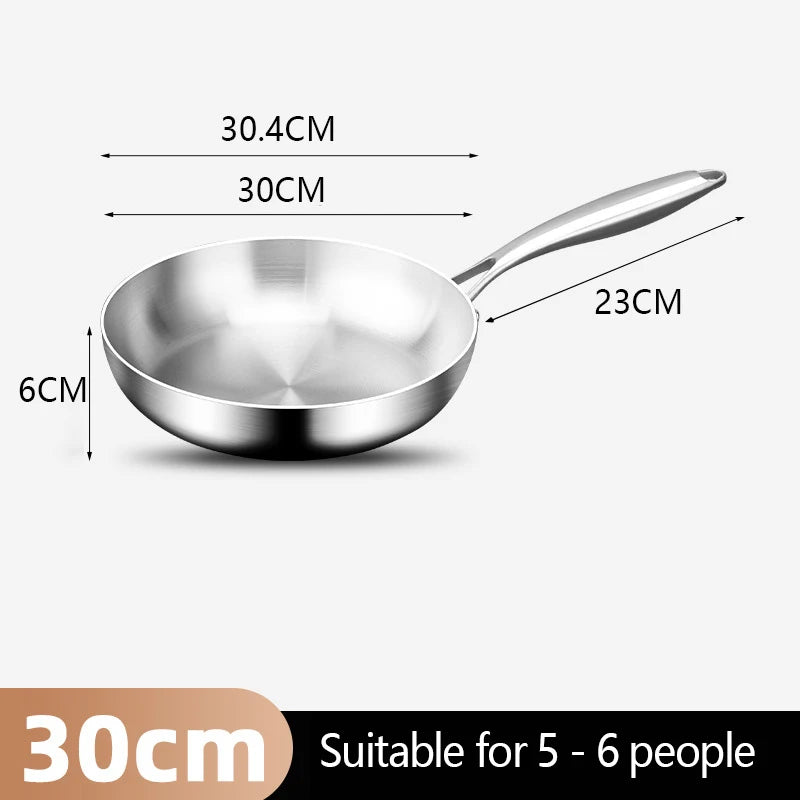 Stainless Steel Honeycomb Frying Pan, Uncoated 304