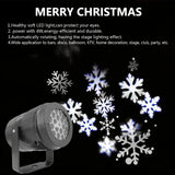 Black light projector with a mounting bracket and white snowflake patterns against a black background beneath Merry Christmas text.