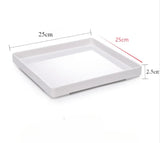 Plastic Serving Tray, White Trays in 22 x 12 cm and 25 x 25 cm, Small Rectangular Tray for Cup Storage
