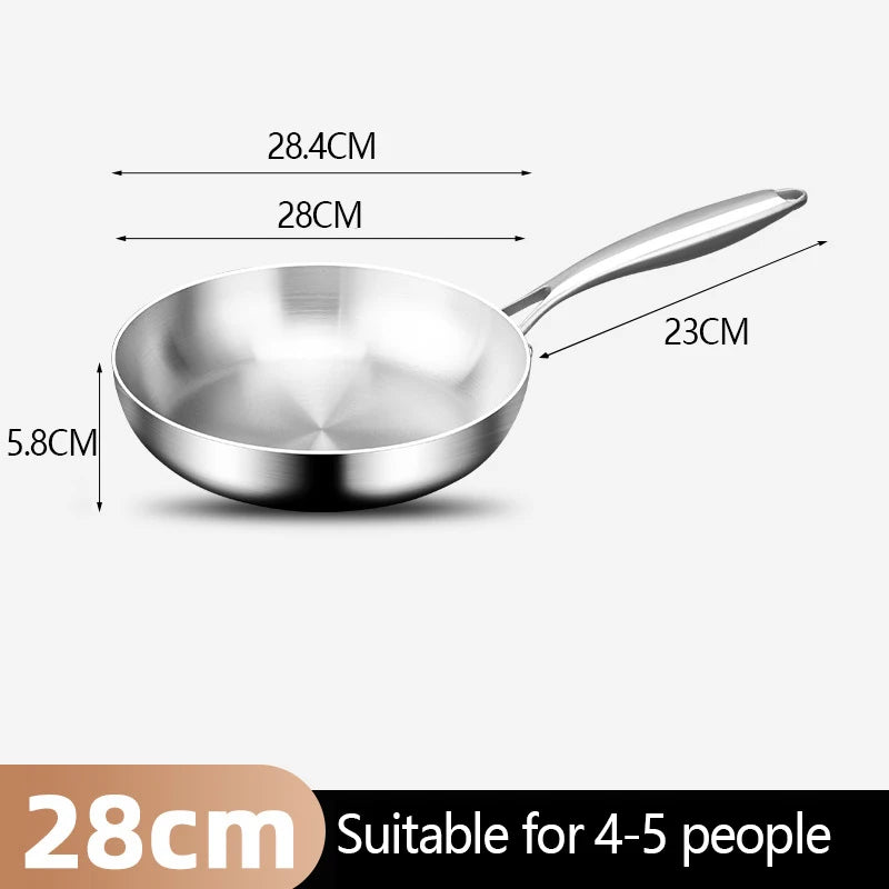 Stainless Steel Honeycomb Frying Pan, Uncoated 304