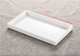 Plastic Serving Tray, White Trays in 22 x 12 cm and 25 x 25 cm, Small Rectangular Tray for Cup Storage