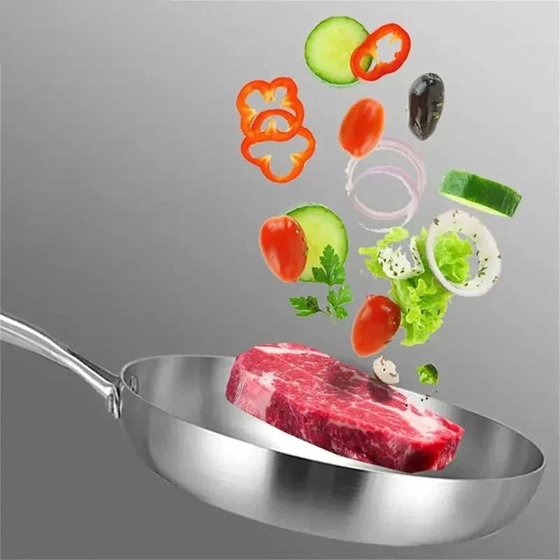 Stainless Steel Honeycomb Frying Pan, Uncoated 304