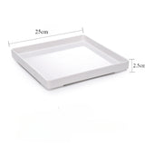 Plastic Serving Tray, White Trays in 22 x 12 cm and 25 x 25 cm, Small Rectangular Tray for Cup Storage
