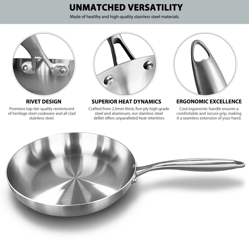 Stainless Steel Honeycomb Frying Pan, Uncoated 304