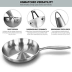 Stainless Steel Honeycomb Frying Pan, Uncoated 304