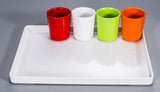 Plastic Serving Tray, White Trays in 22 x 12 cm and 25 x 25 cm, Small Rectangular Tray for Cup Storage