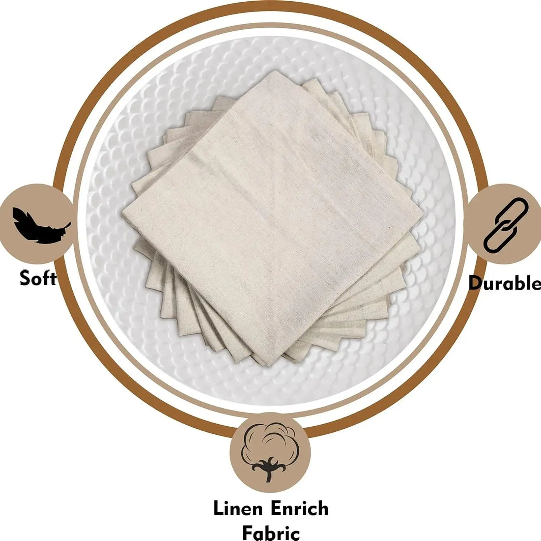 Cloth Dinner Napkins, 100% Linen, White Cloth Napkins or Natural, Set of 6, 28 × 28 or 40 × 40 cm