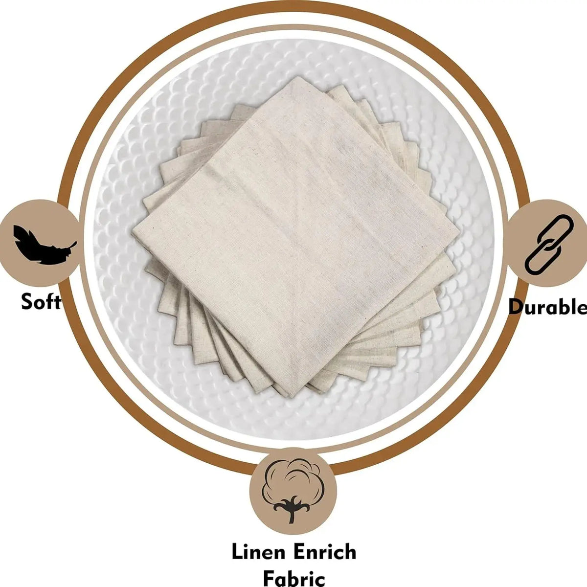 Cloth Dinner Napkins, 100% Linen, White Cloth Napkins or Natural, Set of 6, 28 × 28 or 40 × 40 cm
