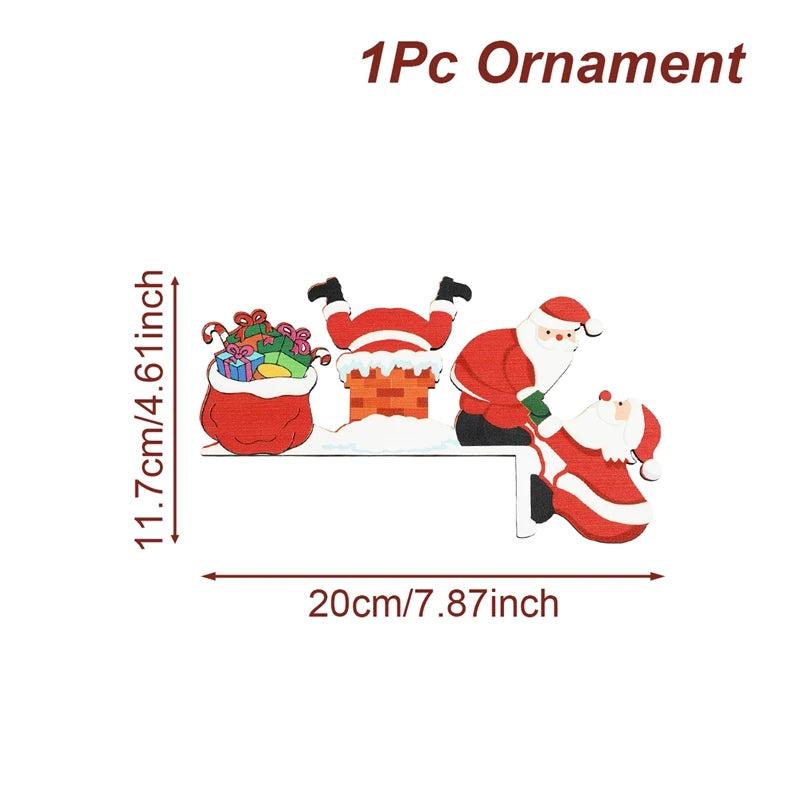 Red Santa door corner decoration on white features a chimney and gift sack, labeled 20 cm wide and 11.7 cm high.