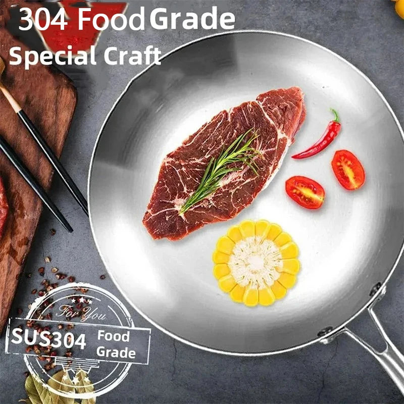 Stainless Steel Honeycomb Frying Pan, Uncoated 304