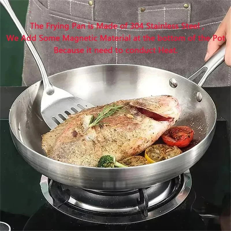 Stainless Steel Honeycomb Frying Pan, Uncoated 304
