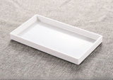 Plastic Serving Tray, White Trays in 22 x 12 cm and 25 x 25 cm, Small Rectangular Tray for Cup Storage