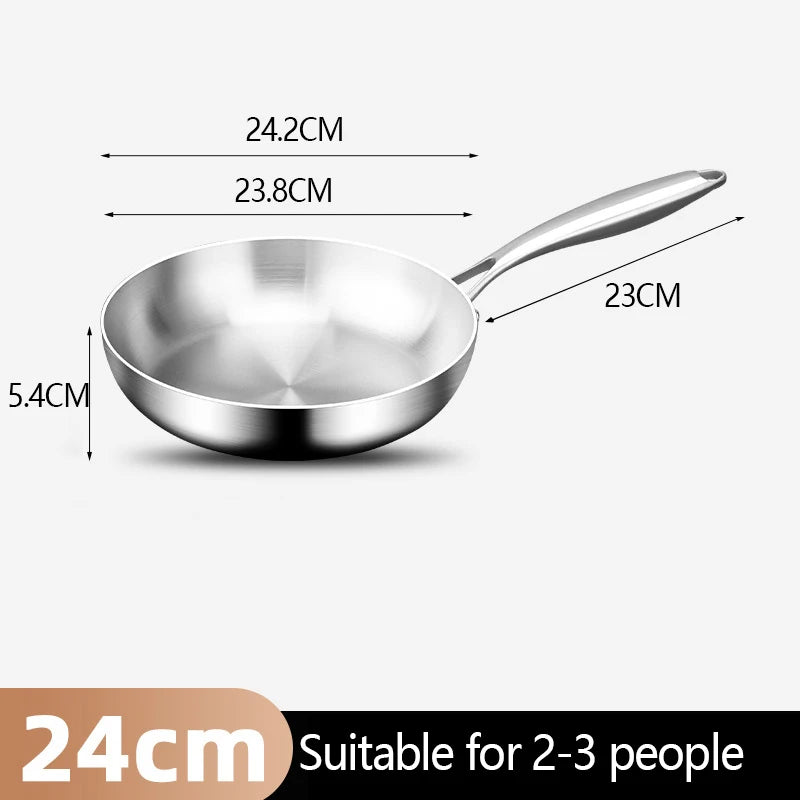 Stainless Steel Honeycomb Frying Pan, Uncoated 304