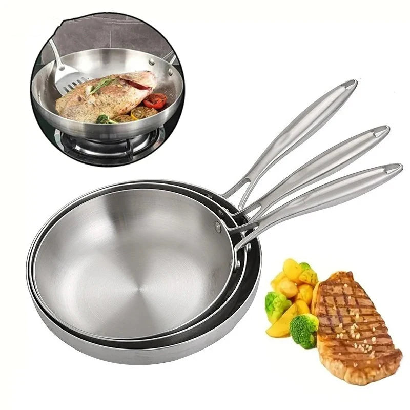 Stainless Steel Honeycomb Frying Pan, Uncoated 304