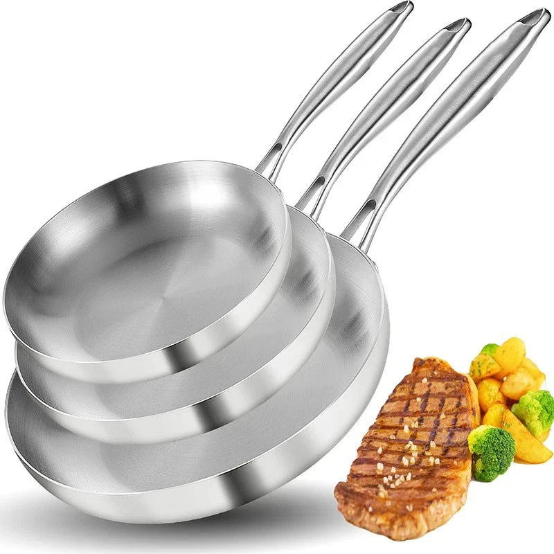 Stainless Steel Honeycomb Frying Pan, Uncoated 304