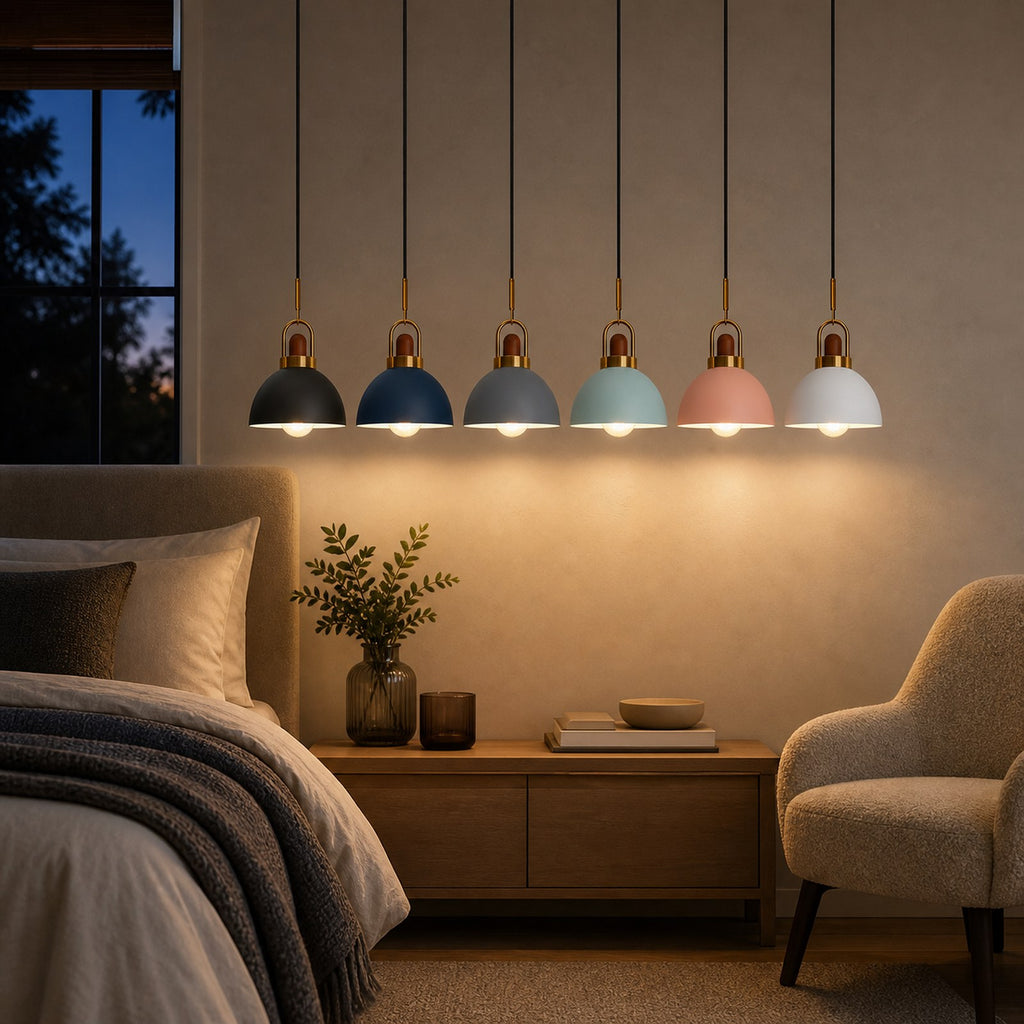 Flow v1.3 Compact Nordic Metal Pendant Light A3 evening-bedroom-bedside