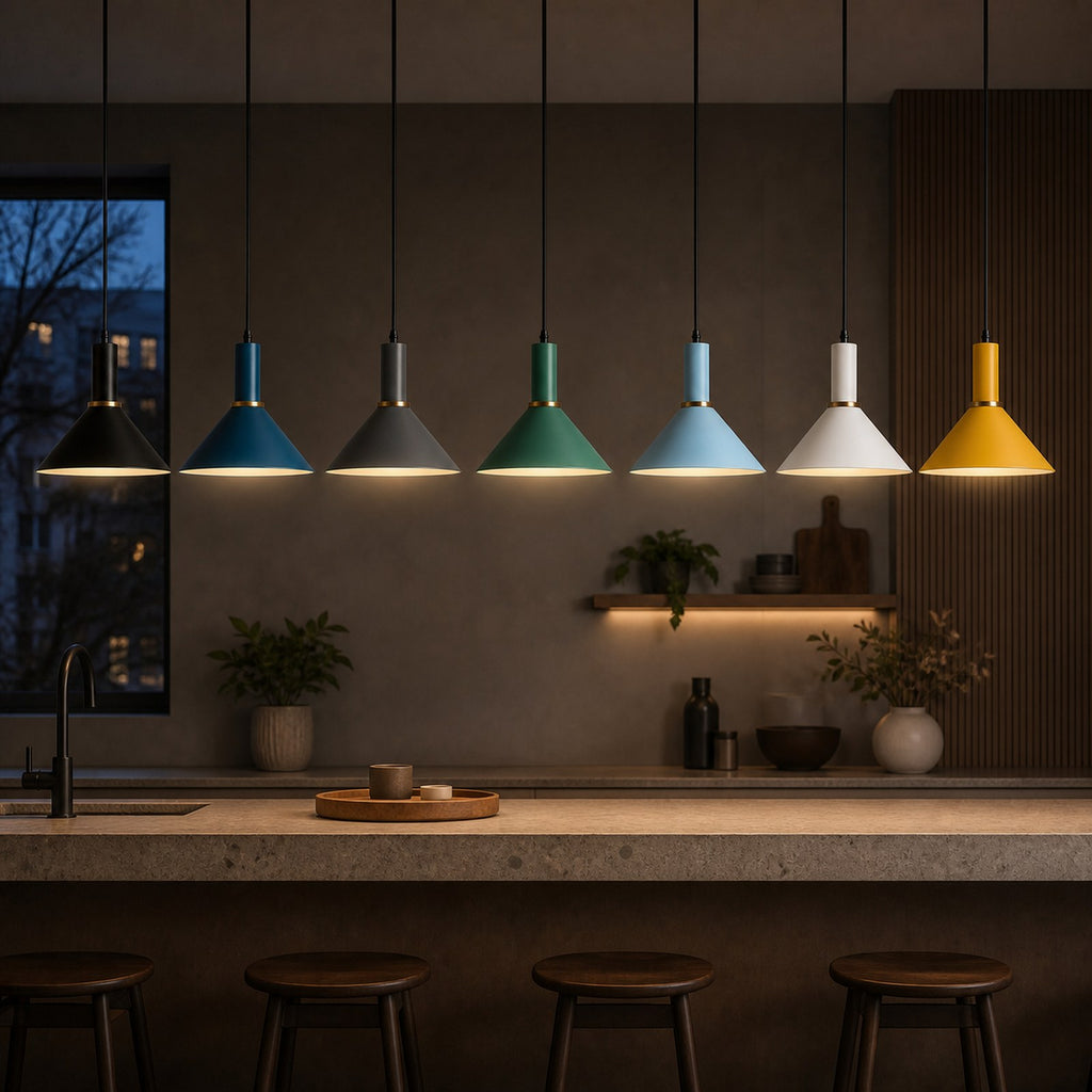 Flow v1.3 Soft Dome Kitchen Pendant Light A3 evening-breakfast-bar
