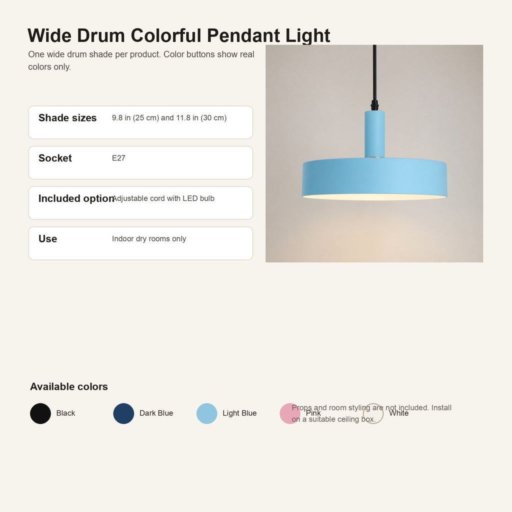 Flow v1.3 Wide Drum Colorful Pendant Light A8 single-consolidated-infographic