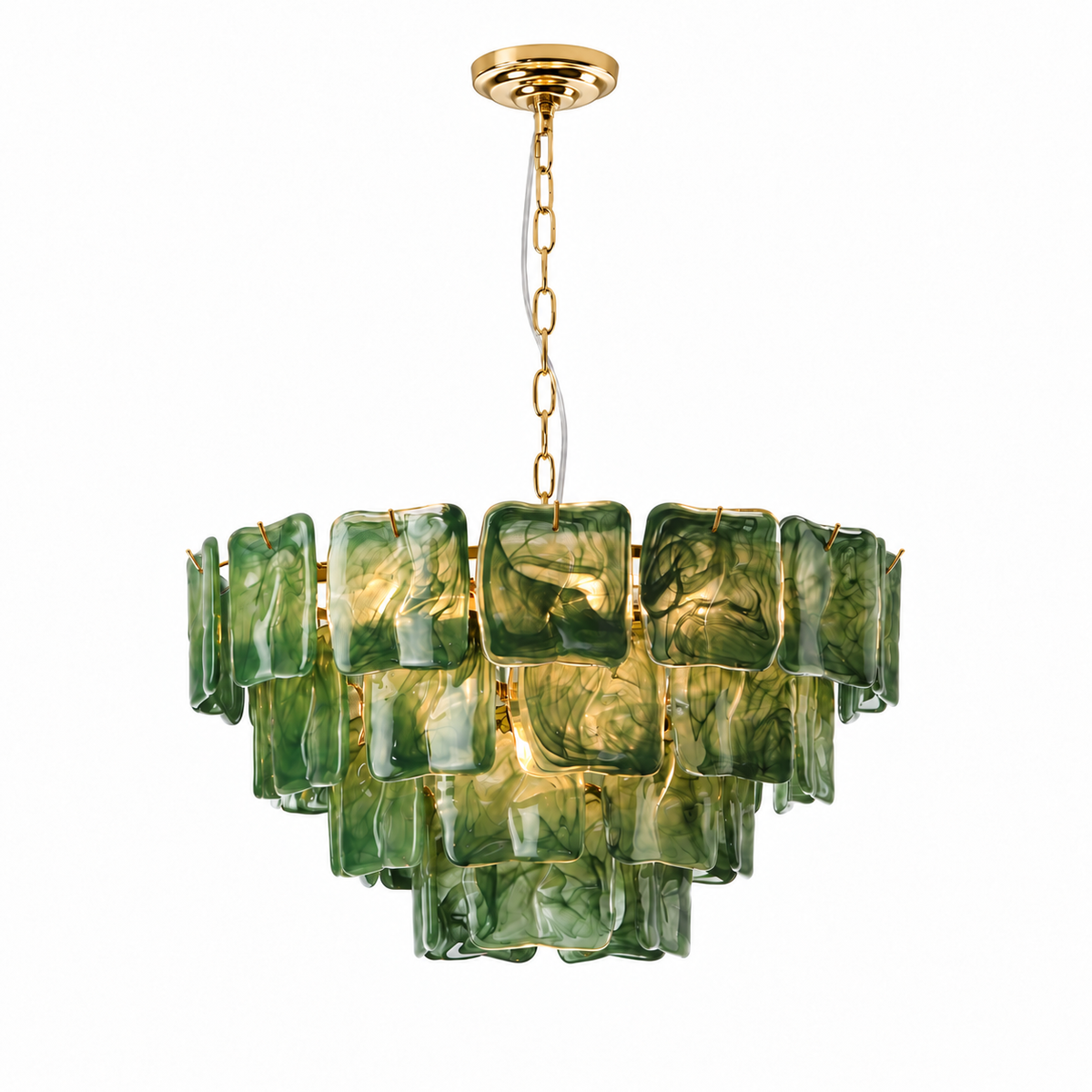 Aureate Cascade Murano Style Handmade Textured Glass Chandelier