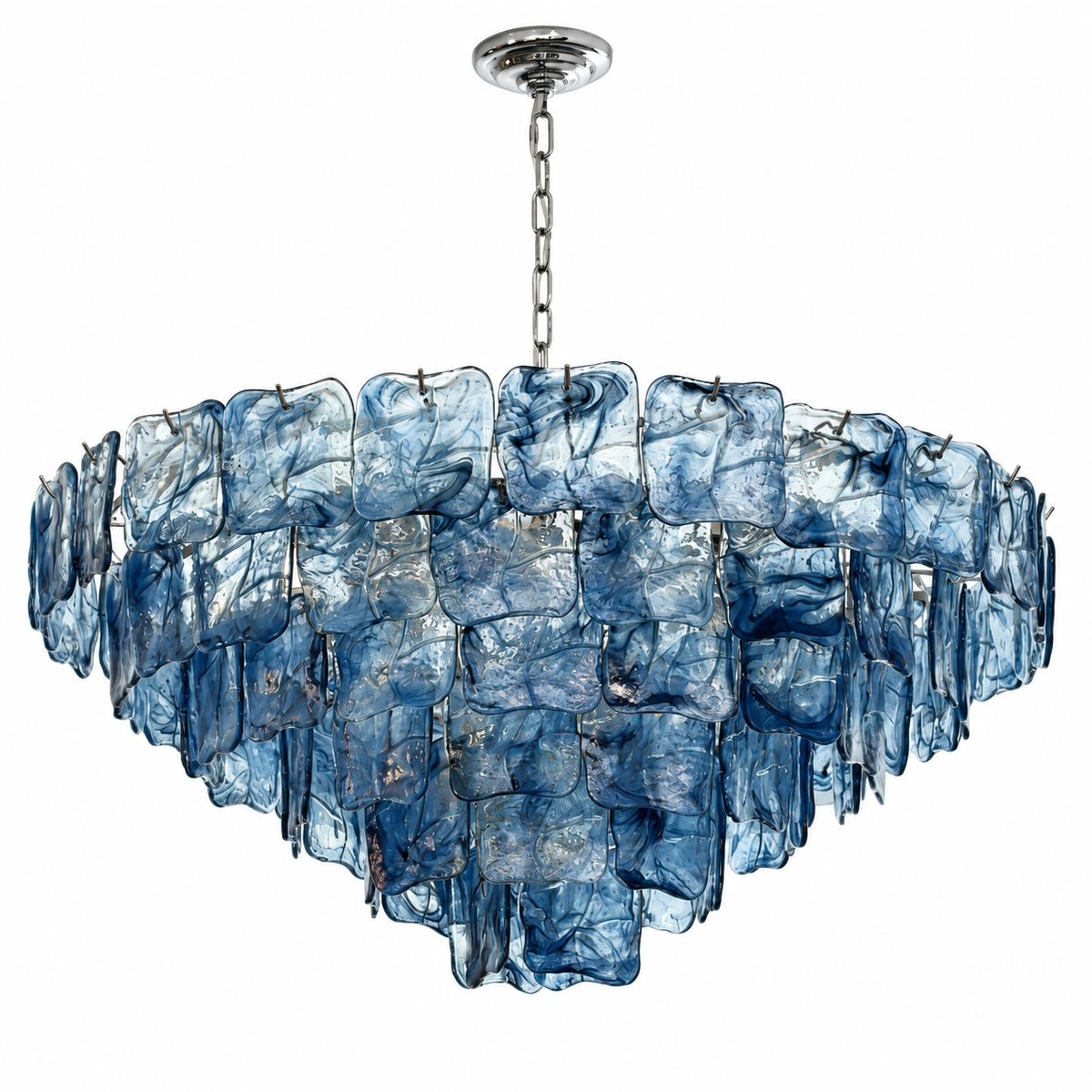 Aureate Cascade Murano Style Handmade Textured Glass Chandelier