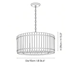 Black line drawing shows a round chandelier with chain suspension, labeled 93 cm in diameter and 39 cm high.