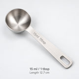 Stainless-steel 15 ml / 1 tbsp measuring spoon, 12.7 cm long.