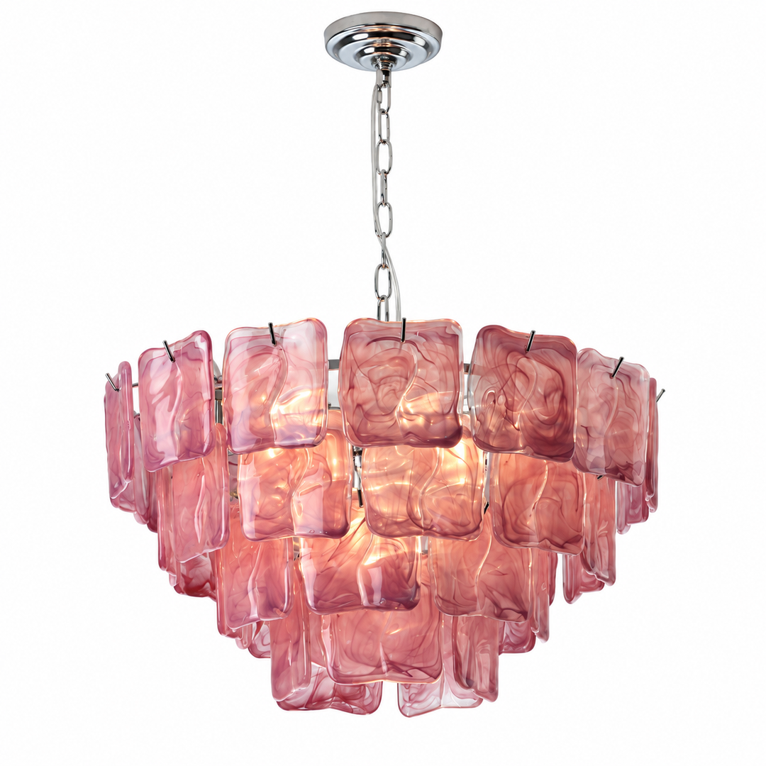 Aureate Cascade Murano Style Handmade Textured Glass Chandelier